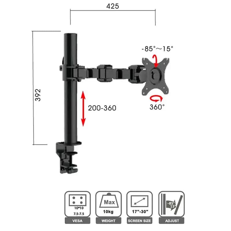 پایه رومیزی متحرک مانیتور ارگو 17 تا 30 اینچ ERGO WLA003 — تصویر ۵