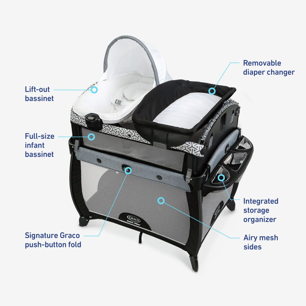 تخت و پارک گراکو Graco newborn2toddler mahan — تصویر ۱۱