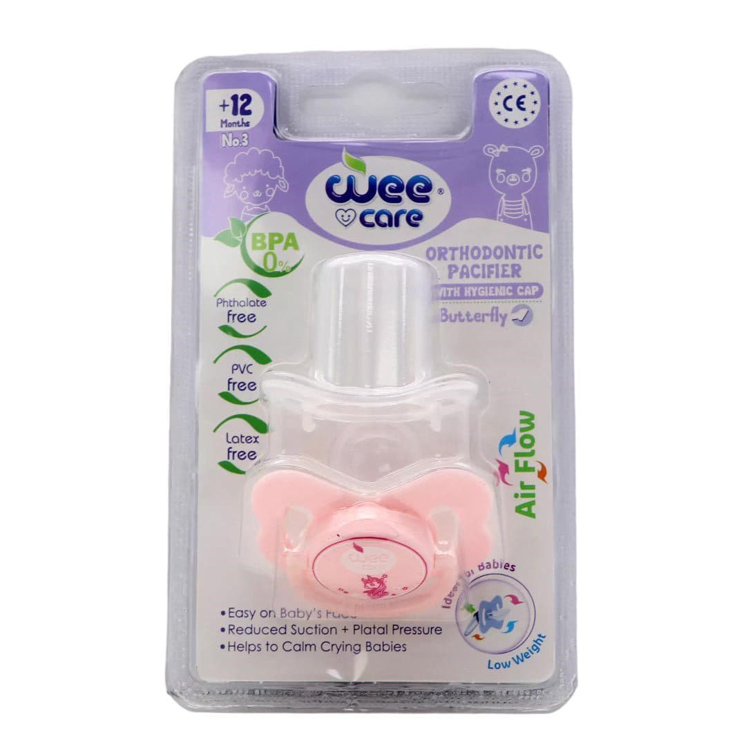 پستانک ارتودنسی دربدار سفید وی کر سایز سه 18+ ماه کد wee care p126 — تصویر ۲