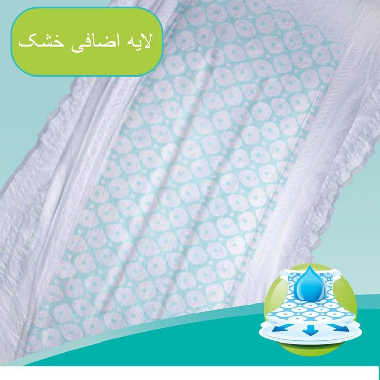 پوشک پمپرز آلمانی مدل Baby Dry سایز 6 بسته 34 عددی pampers — تصویر ۵