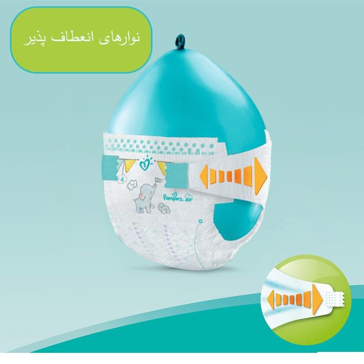 پوشک پمپرز آلمانی مدل Baby Dry سایز 6 بسته 34 عددی pampers — تصویر ۲