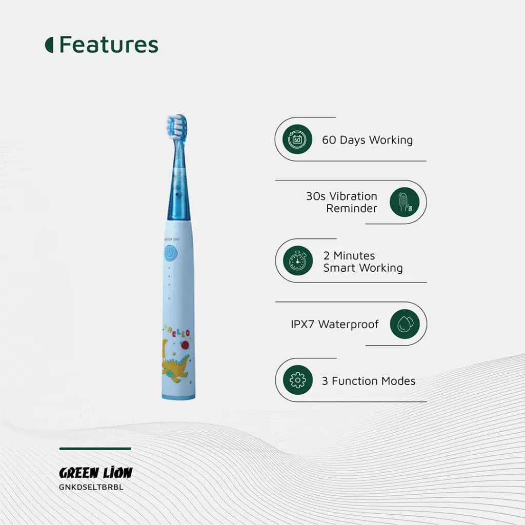 مسواک برقی کودکان گرین لاین مدل KIDS EELECTRIC TOOTHBRUSH GNKDELTBRBL — تصویر ۷