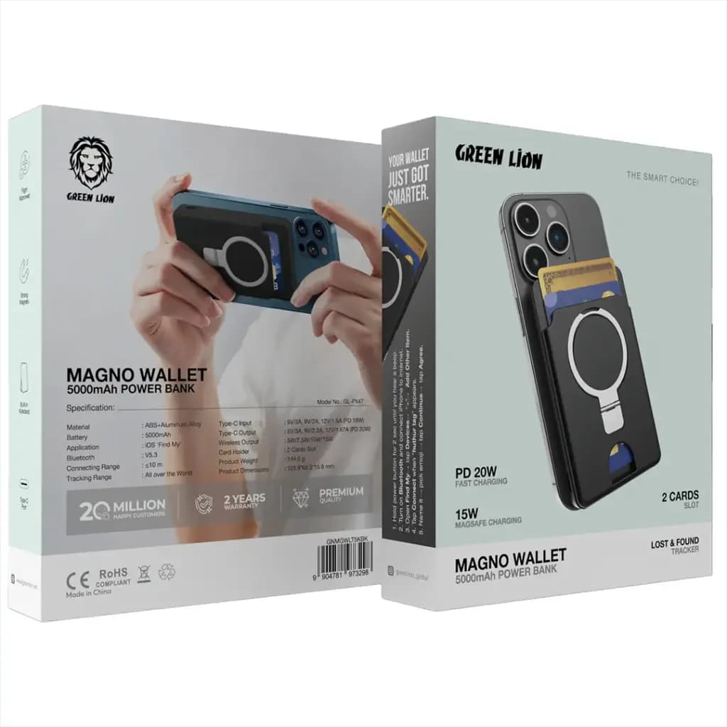 پاور بانک گرین لاین Magno Wallet ۵۰۰۰ میلیآمپر مدل GNMGWL75KBK — تصویر ۵