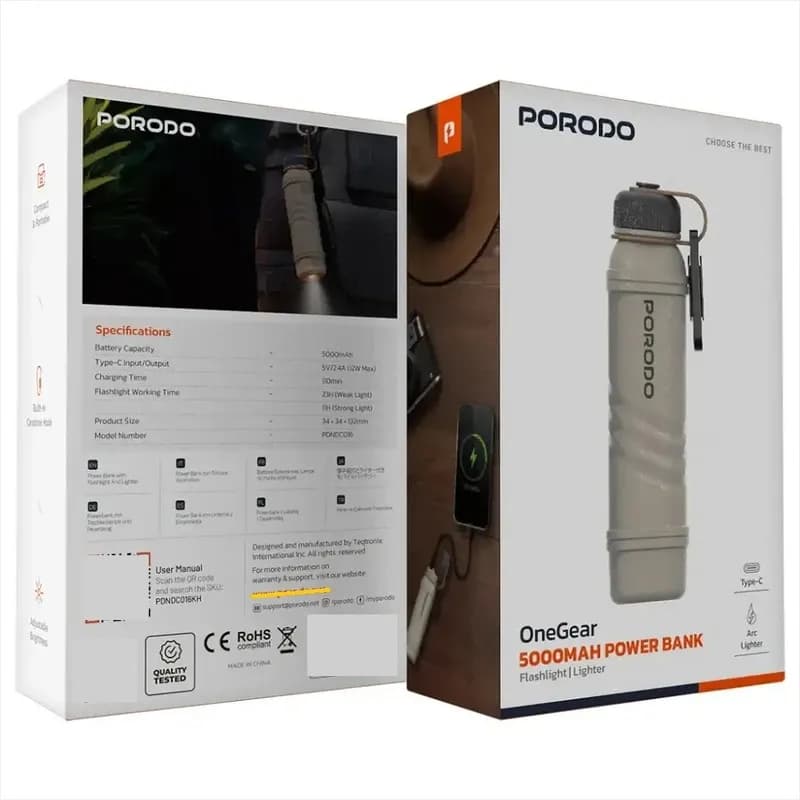 پاوربانک 5000 با فندک و چراغ قوه OneGear پرودو مدل PDNDC016KH — تصویر ۵