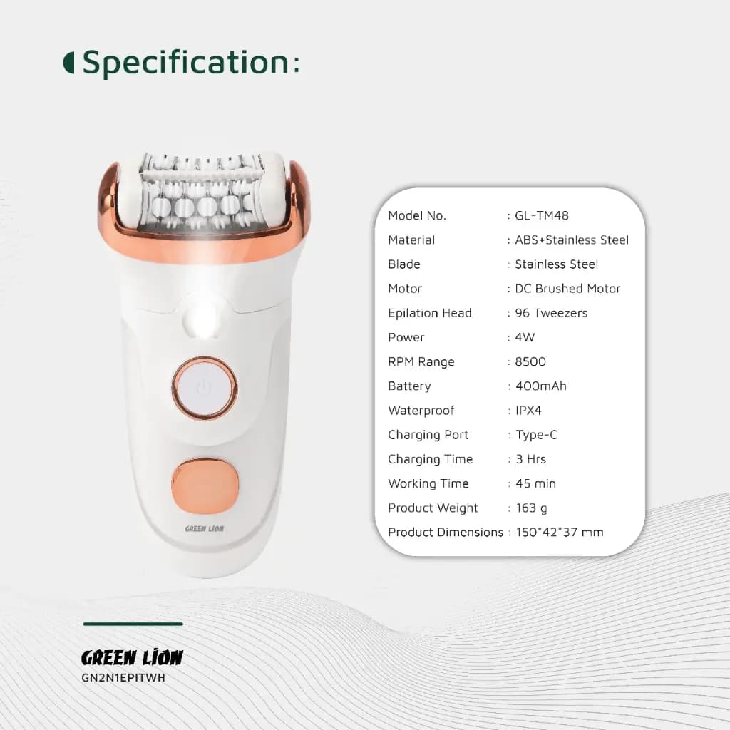 اپیلاتور 2 در 1 اصلاح، اپیلاسیون گرین Green Lion 2 in 1 Epilator مدل GN2N1EPITWH — تصویر ۷