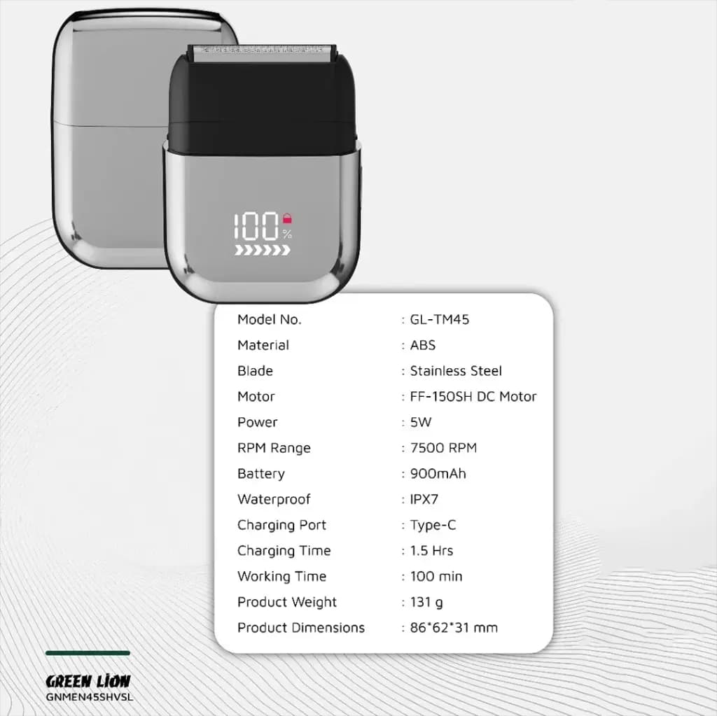 ماشین اصلاح مسافرتی گرین لاین Green Lion Men’s Shaver X Wet and Dry Use مدل GNMEN45SHVSL — تصویر ۳