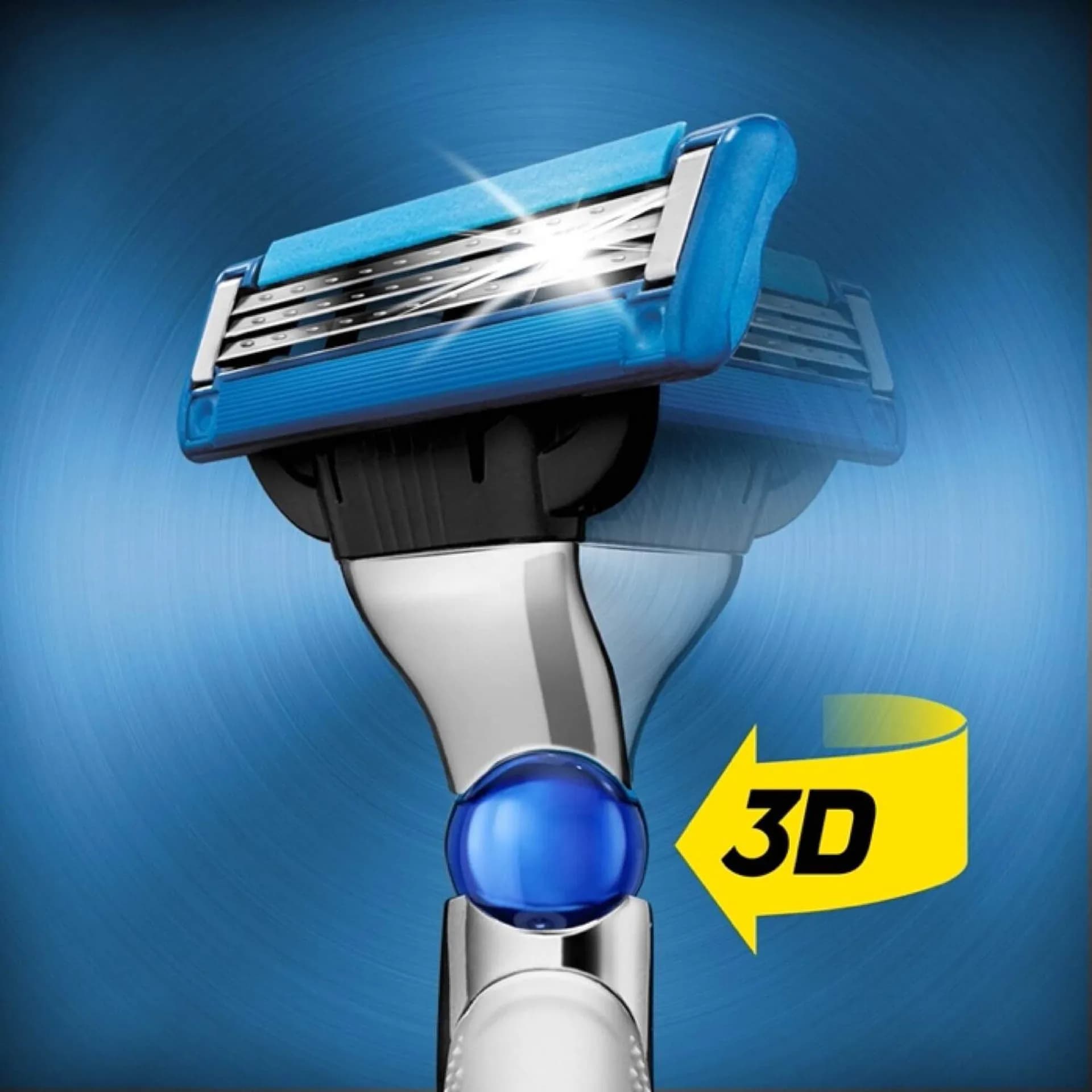 خود تراش مردانه دسته استیل مچ 3 توربو تری دی به همراه تیغ یدک ژیلت — تصویر ۱۰