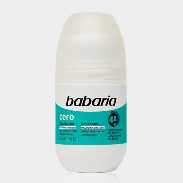 رول دئودرانت 48 ساعته cero باباریا مدل babaria Cero Deodorant with prebiotic active 0% alcohol