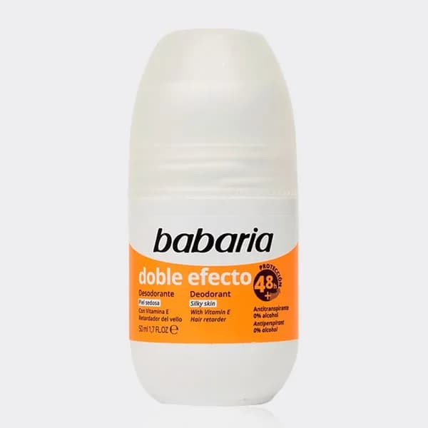 رول دئودرانت 48 ساعته دابل افکت باباریا مدل babaria Doble efecto Deodorant with vitamin E 0% alcohol — تصویر ۲