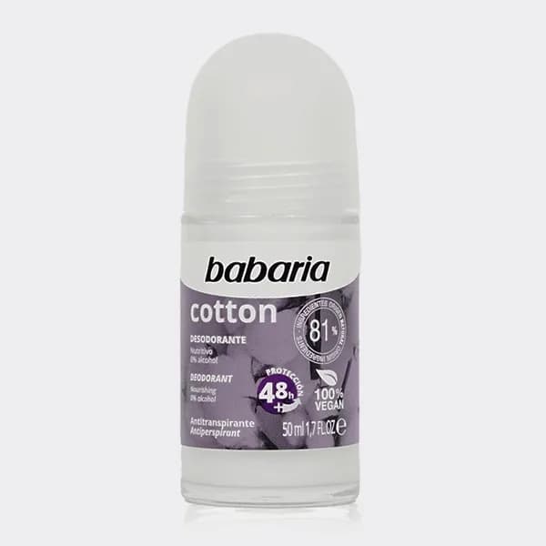 رول دئودرانت 48 ساعته بذر کتان باباریا مدل babaria cotton Deodorant nourishing 0% alcohol — تصویر ۲