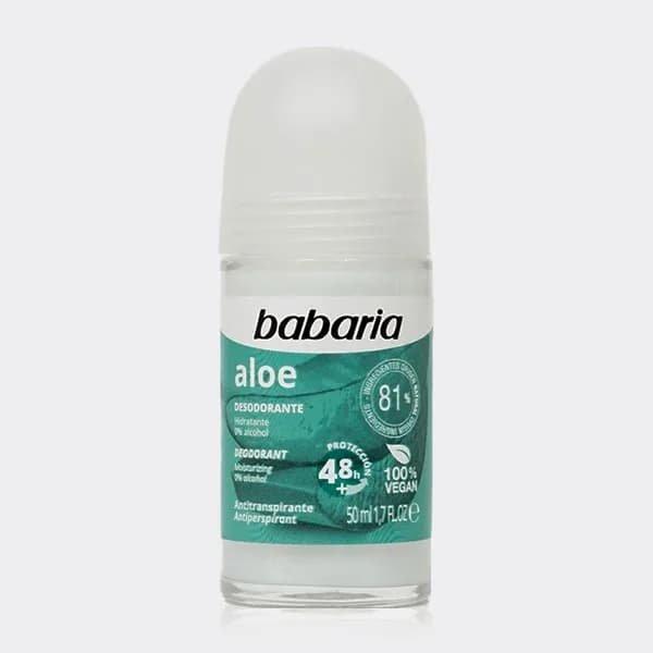 رول دئودرانت 48 ساعته آلوئه ورا باباریا مدل babaria aloe Deodorant moisturizing 0% alcohol — تصویر ۲