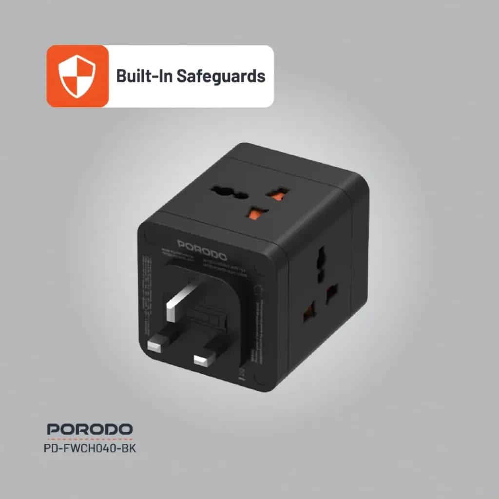 شارژر دیواری پرودو 4AC Universal Power مدل PD-FWCH040-BK — تصویر ۳