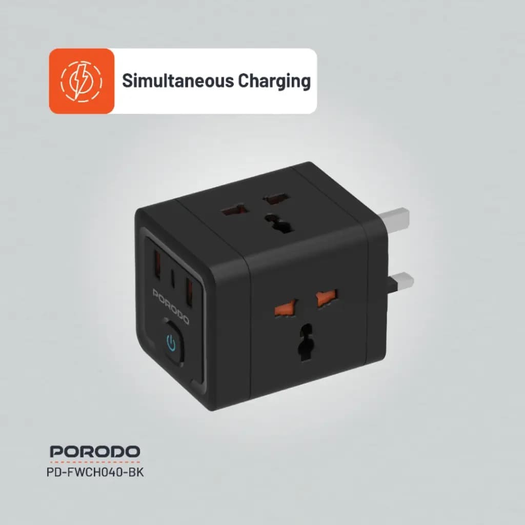 شارژر دیواری پرودو 4AC Universal Power مدل PD-FWCH040-BK — تصویر ۲