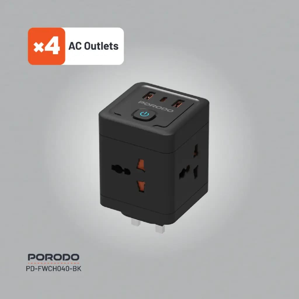 شارژر دیواری پرودو 4AC Universal Power مدل PD-FWCH040-BK — تصویر ۴