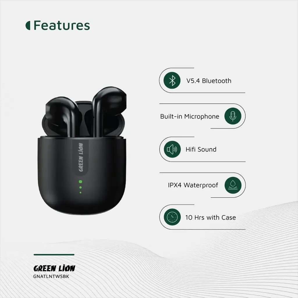 ایرپاد هندزفری گرین لاین Green Lion Atlanta True Wireless Earbuds — تصویر ۵