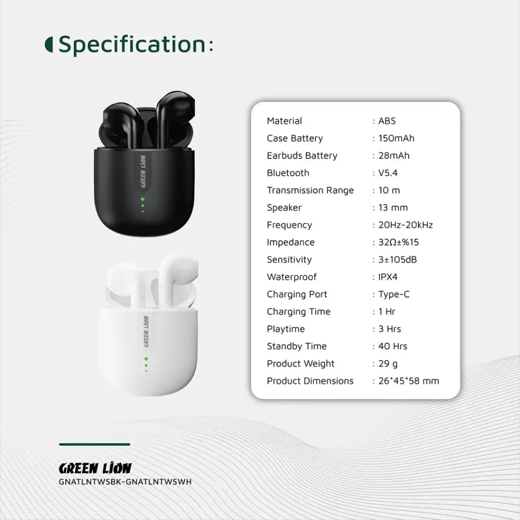 ایرپاد هندزفری گرین لاین Green Lion Atlanta True Wireless Earbuds — تصویر ۶
