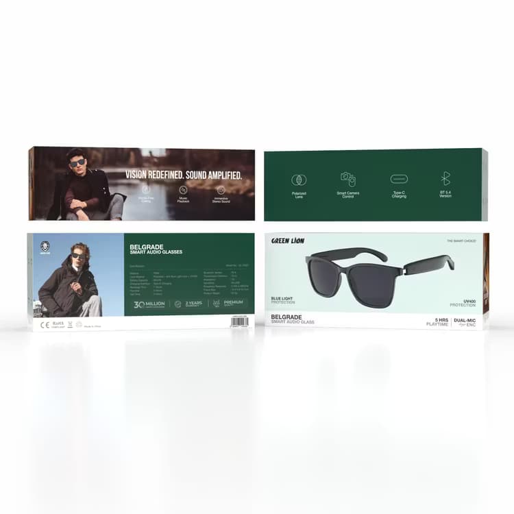 عینک هوشمند گرین لاین مدل بلگراد Green Lion Belgrade Smart Audio Glasses GNBELSG22LSBK — تصویر ۳