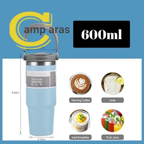 ماگ استیل دوجداره 304 استنلی 600 میلی Stanley دسته دار — تصویر ۵