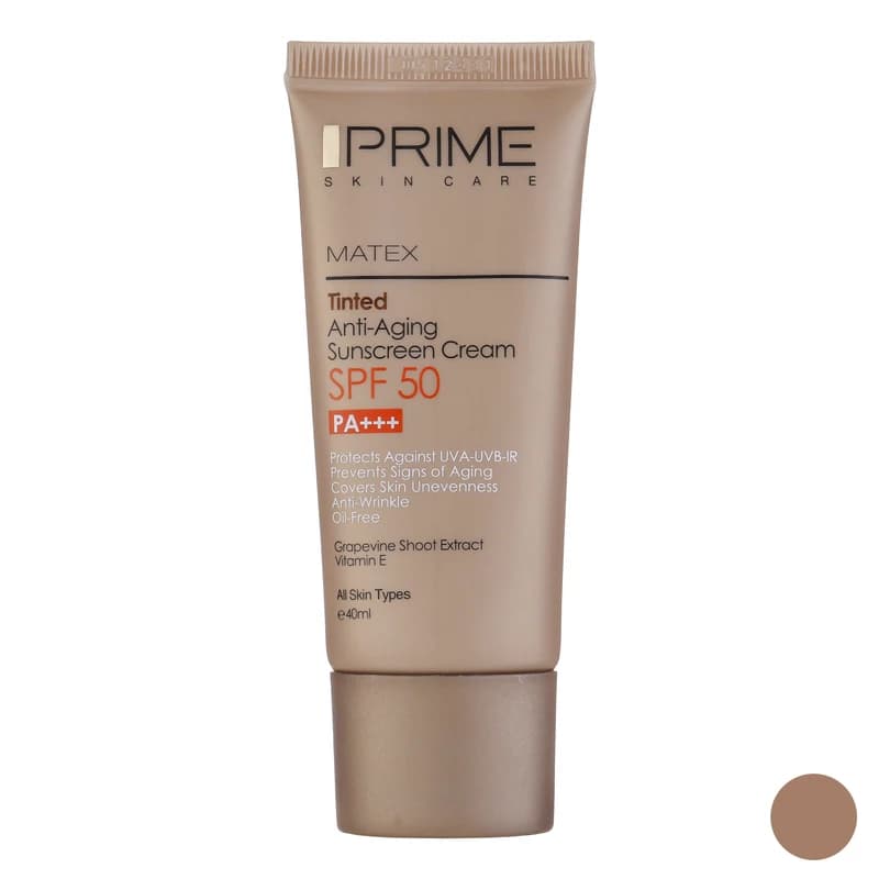 کرم ضد آفتاب جوان کننده رنگی SPF50 پرایم مناسب انواع پوست فاقد چربی — تصویر ۳