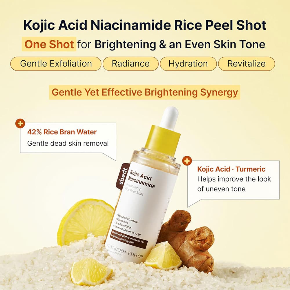 سرم روشن کننده پیل شات کوجیک اسید و نیاسینامید سانگ بون SUNGBOON EDITOR Kojic Acid Niacinamide Brightening Rice Peel Shot — تصویر ۱۰