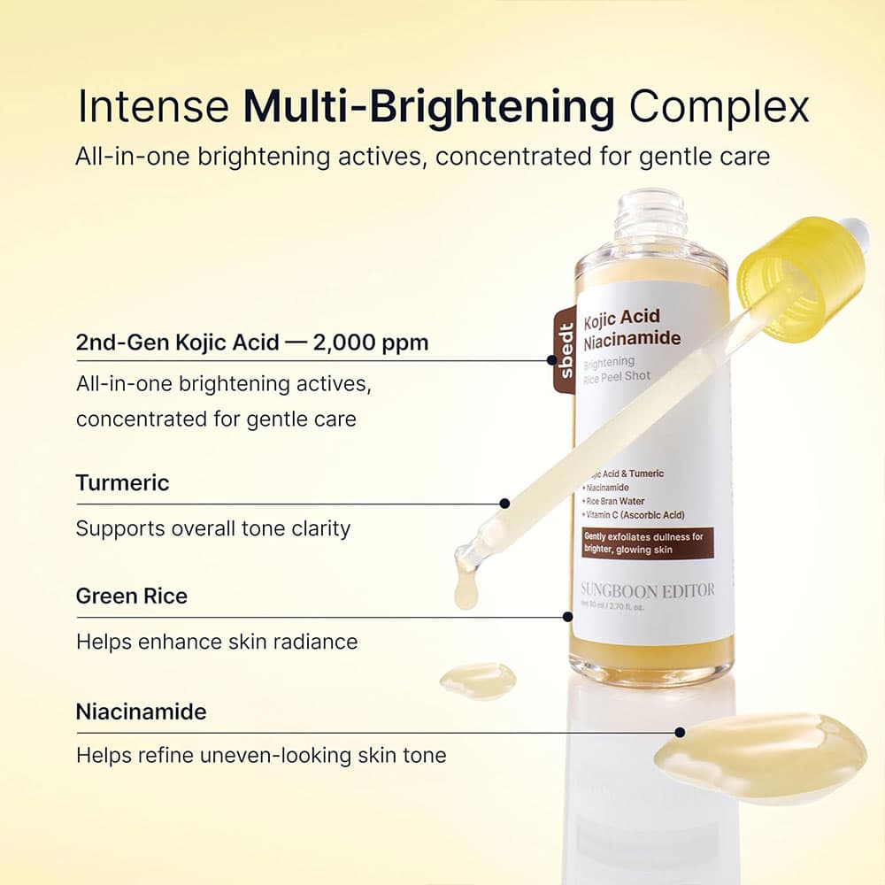 سرم روشن کننده پیل شات کوجیک اسید و نیاسینامید سانگ بون SUNGBOON EDITOR Kojic Acid Niacinamide Brightening Rice Peel Shot — تصویر ۶
