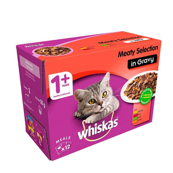 غذای پوچ گربه با طعم گوشت ویسکاس 100 گرمی – Whiskas Meaty selection — تصویر ۲