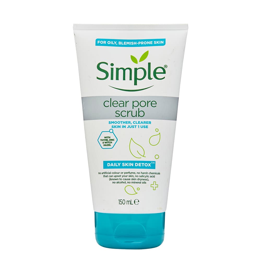 اسکراب پاک کننده منافذ پوست چرب سیمپل Simple Clear Pore Scrub Daily Skin Detox 150ml — تصویر ۳