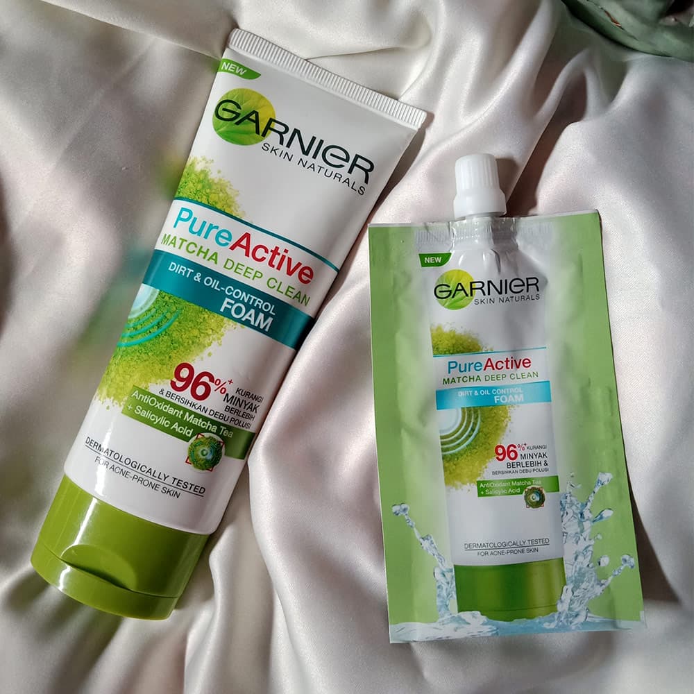 فوم شوینده و کنترل کننده چربی پوست ماچا گارنیر گارنیه Garnier Pure Active Matcha Deep Clean Dirt And Oil-Control Foam 100ml — تصویر ۵