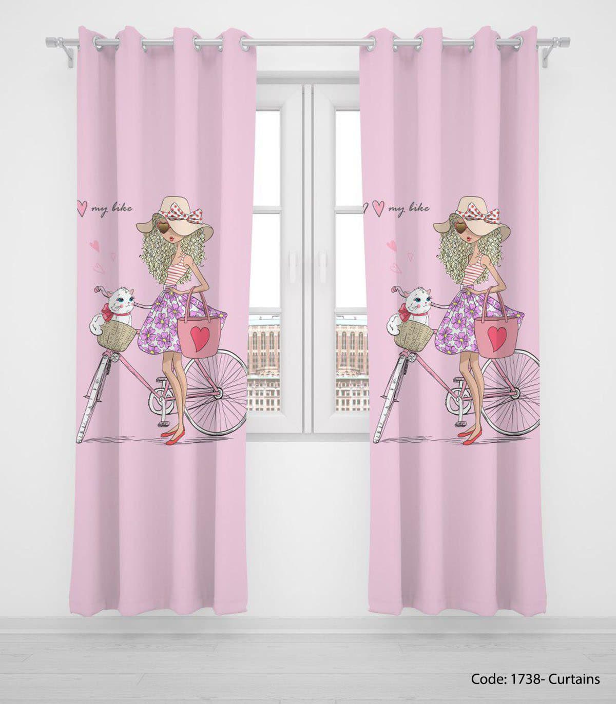 پرده پانچی دخترانه مدل BIKE