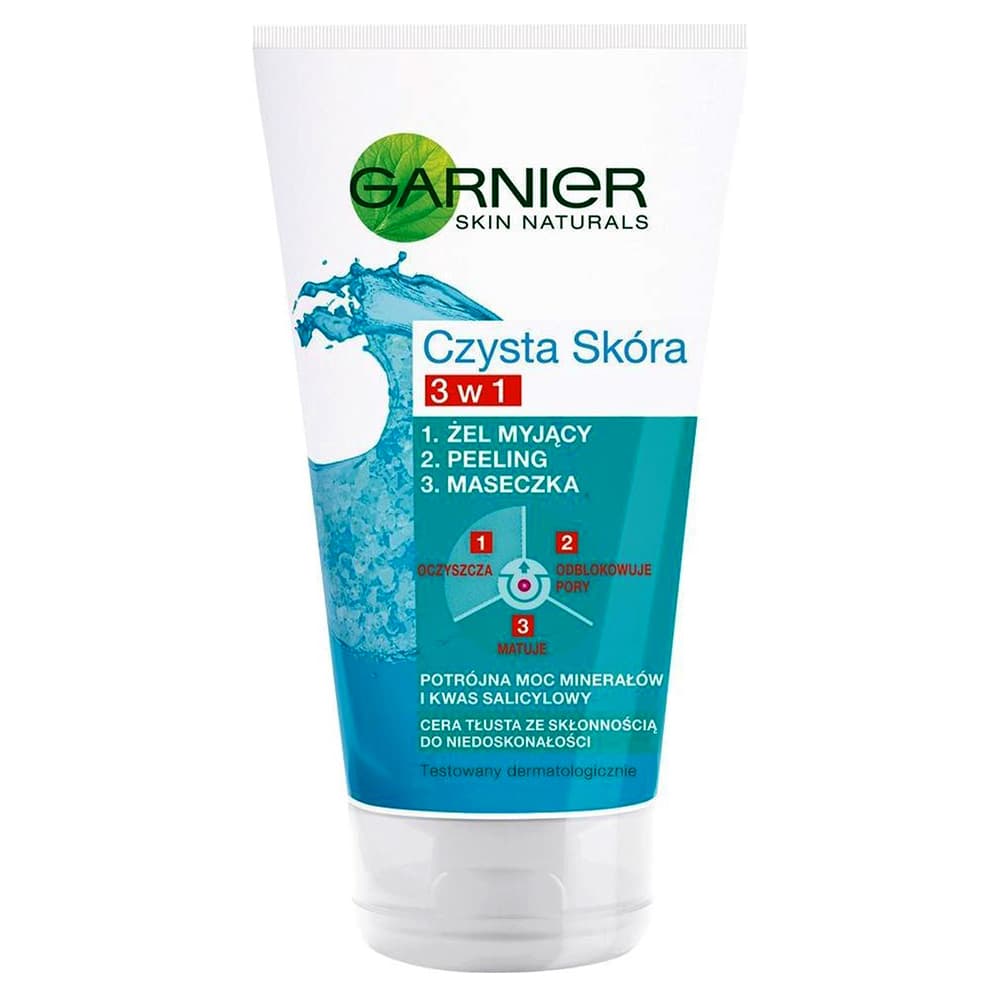 ژل شست و شوی لایه بردار مدل Czysta Skóra 3 in 1 پوست چرب گارنیر گارنیه Garnier Czysta Skóra 3 in 1 washing gel peeling mask 150ml — تصویر ۵