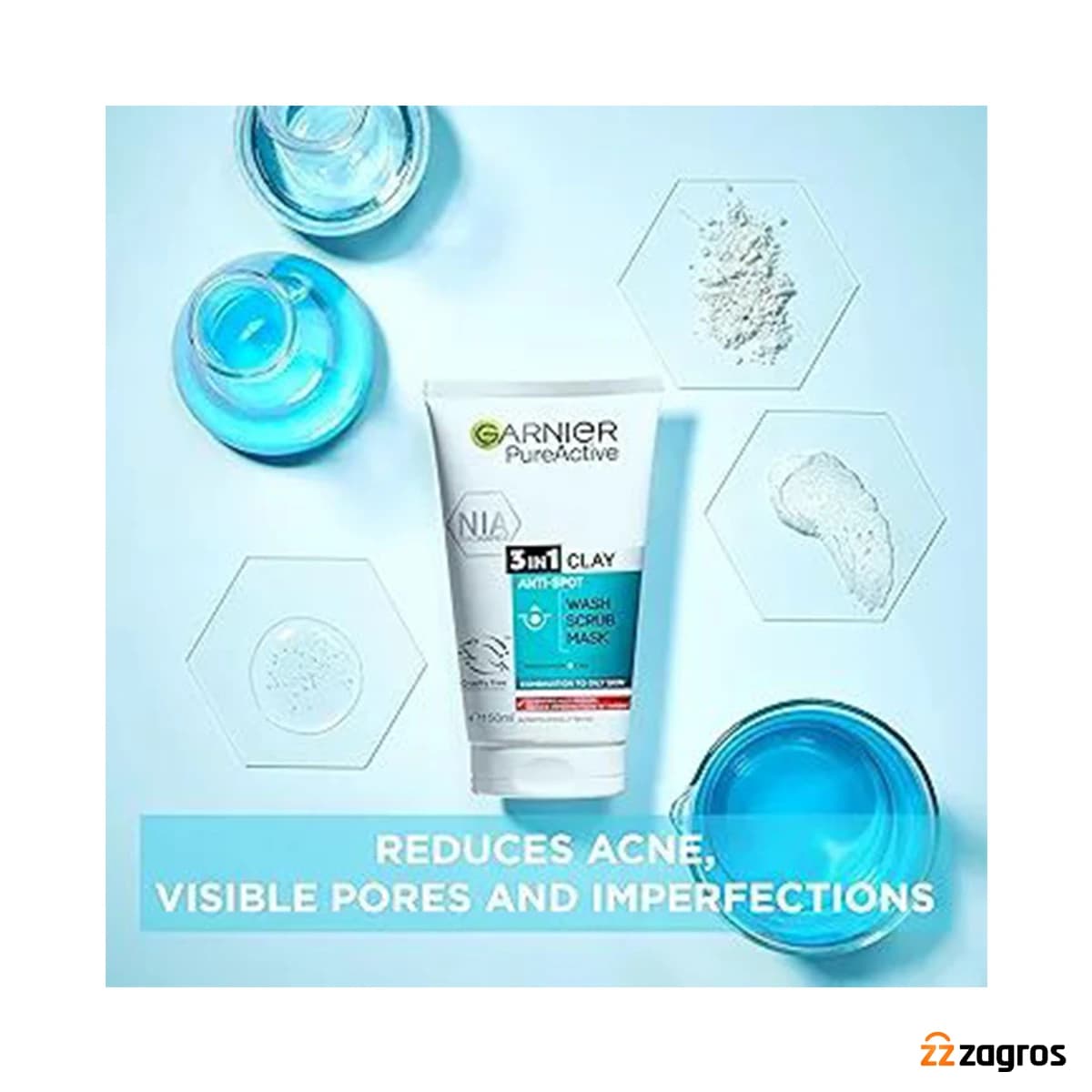 ژل شست و شوی لایه بردار مدل Czysta Skóra 3 in 1 پوست چرب گارنیر گارنیه Garnier Czysta Skóra 3 in 1 washing gel peeling mask 150ml — تصویر ۸