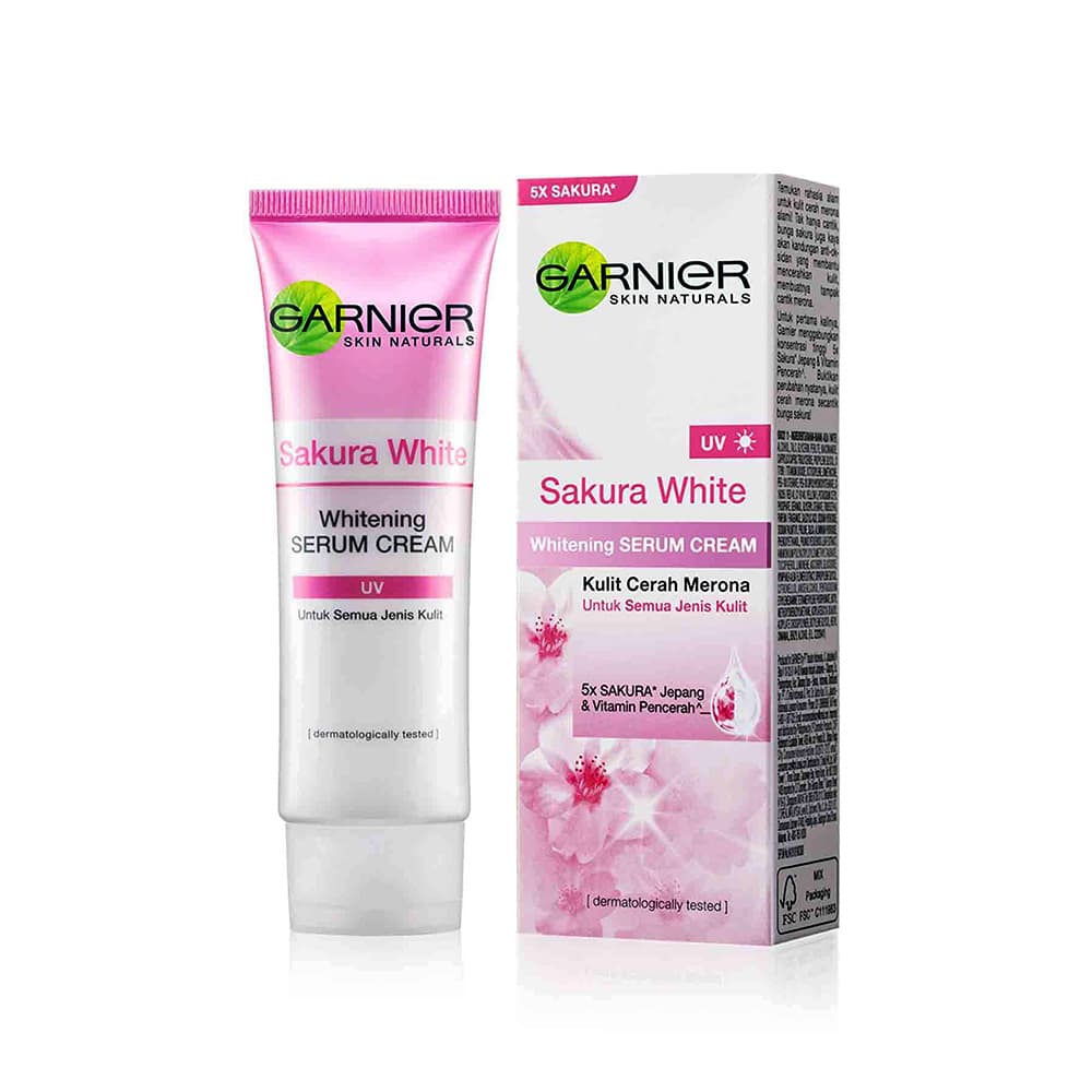 کرم سرم روشن و سفید کننده شکوفه های گیلاس گارنیر گارنیه Garnier Sakura White Whitening Serum Cream UV 40ml — تصویر ۲