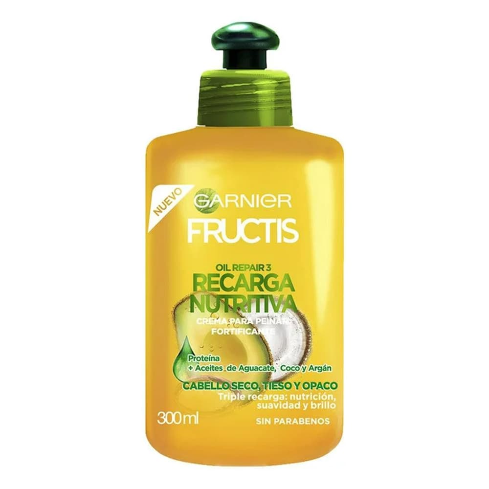 کرم موی پروتئین رسان و حالت دهنده فروکتیس گارنیر گارنیه Garnier Crema para peinar Recarga Nutritiva Fructis 300ml — تصویر ۵