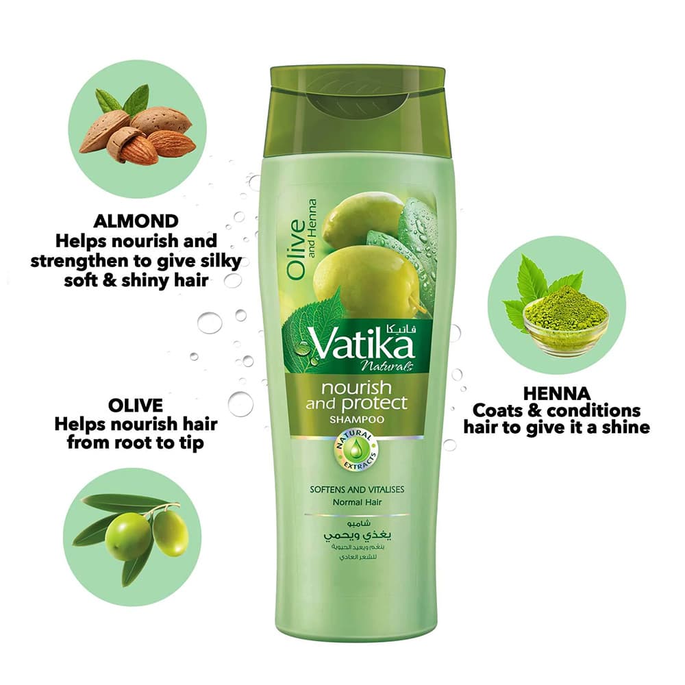 شامپو تقویت کننده محافظت کننده زیتون و حنای واتیکا عربی Vatika Naturals Olive And Henna Nourish And Protect Shampoo 400ml — تصویر ۳