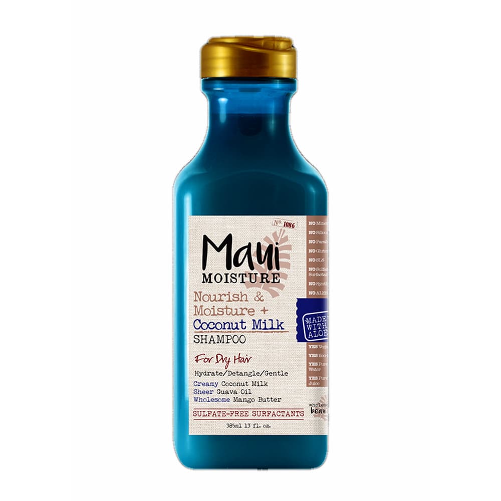 شامپو آبرسان شیر نارگیل و آلوئه ورا مائوئی-مائویی موهای خشک Maui Moisture Nourish & Moisture + Coconut Milk Shampoo 385ml — تصویر ۳