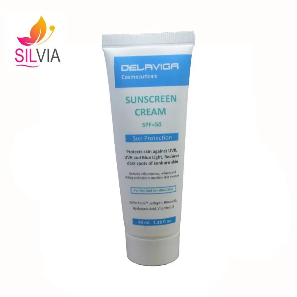 کرم ضد آفتاب با SPF50 مناسب پوست های خشک و حساس دلاویگا 40 میل — تصویر ۴