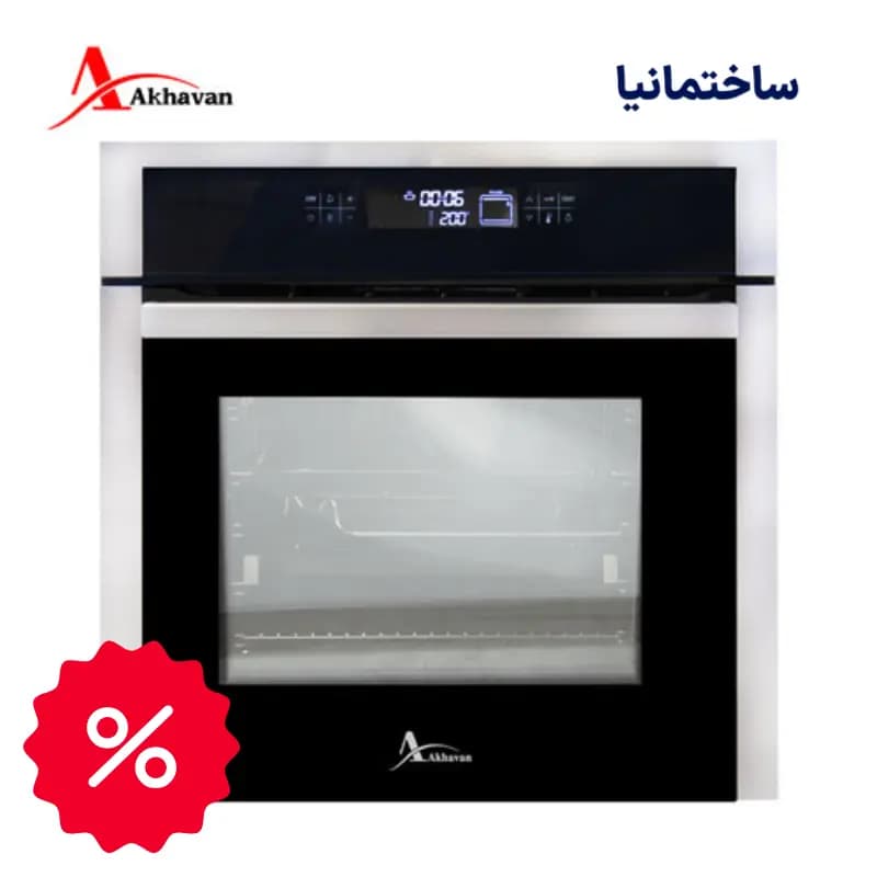 فر توکار اخوان مدل F42 Pro | پنل لمسی با شیشه مشکی، گریل برقی و meat probe