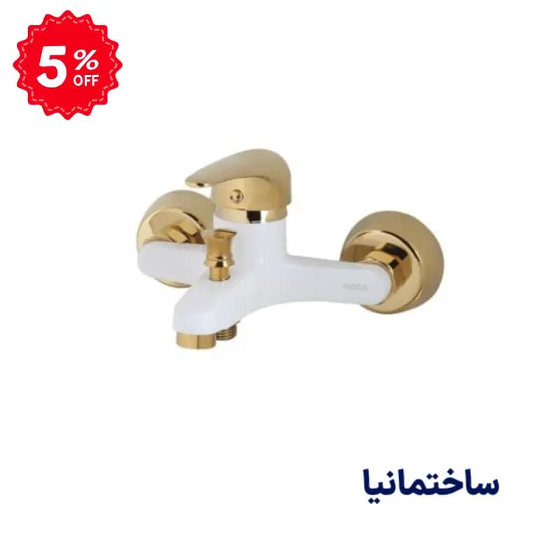 شیر حمام آلفا سفیدطلایی PADRA | طراحی دو رنگ لوکس با بدنه برنجی مقاوم