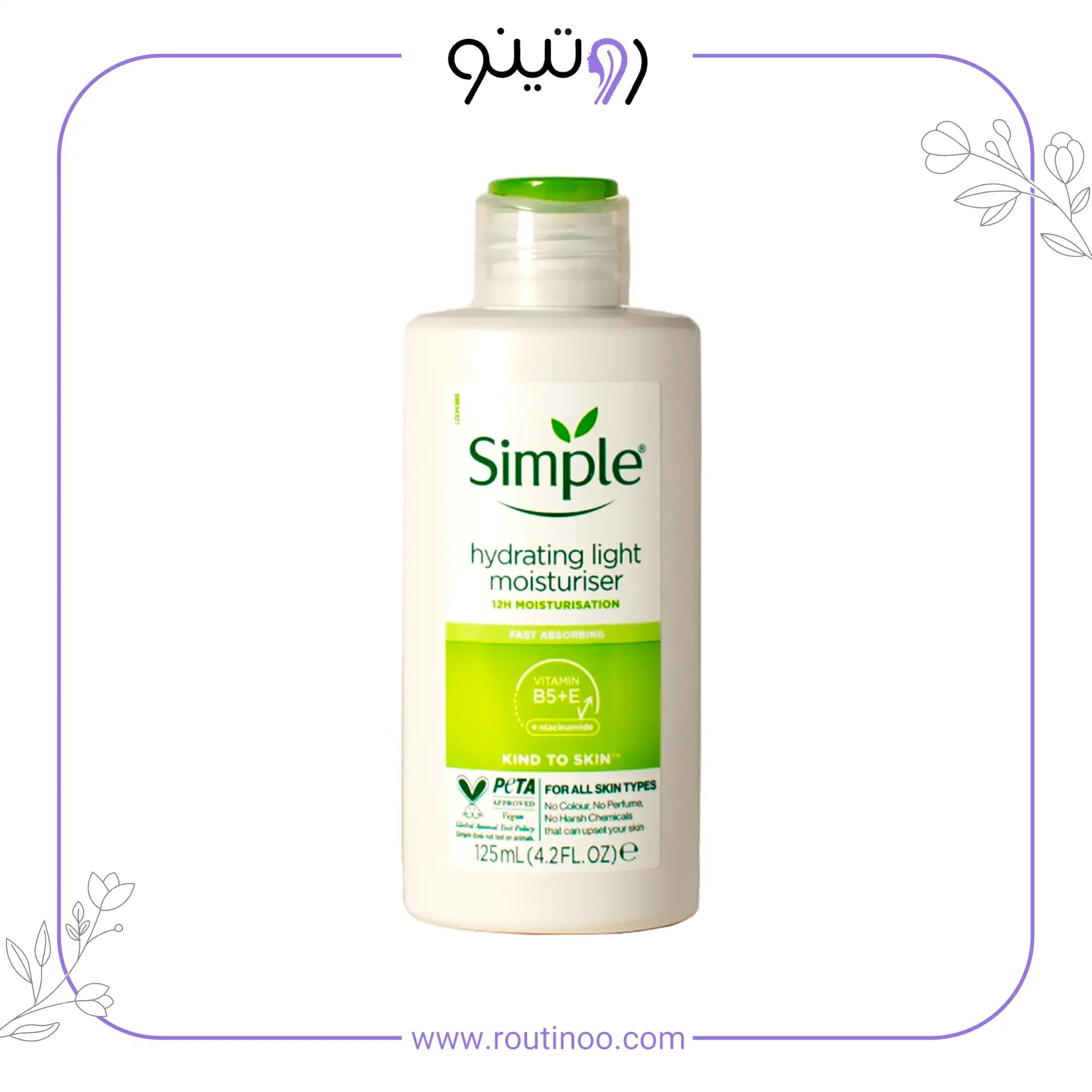 کرم مرطوب کننده و آبرسان سیمپل مدل لایت ۱۲ ساعته 125 میل — تصویر ۲