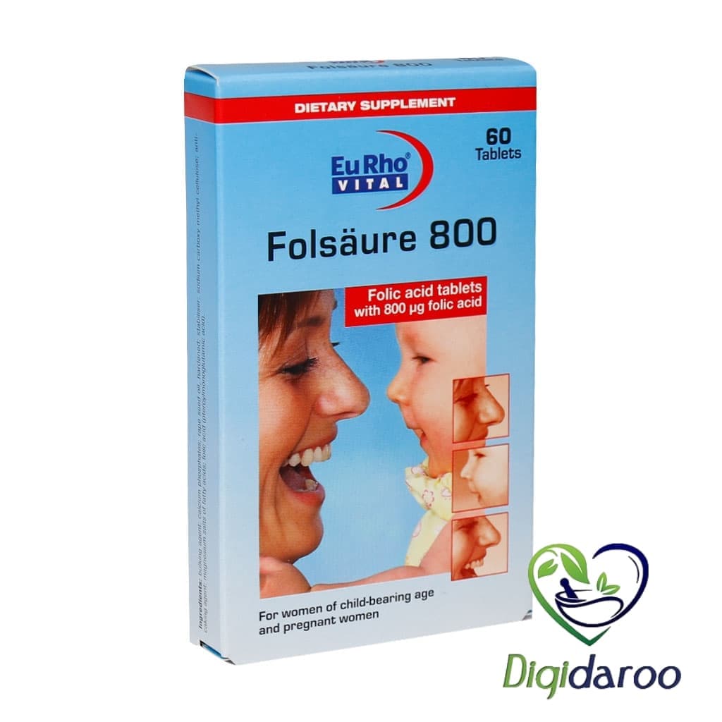 کپسول فولیک اسید 800 میکروگرم یوروویتال ۶۰ عددی — تصویر ۵