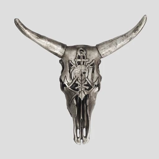 دیوارکوب طرح جمجمه گاومیش (راک) مدل Pirate کد Irz267 رنگ نقره‌ای