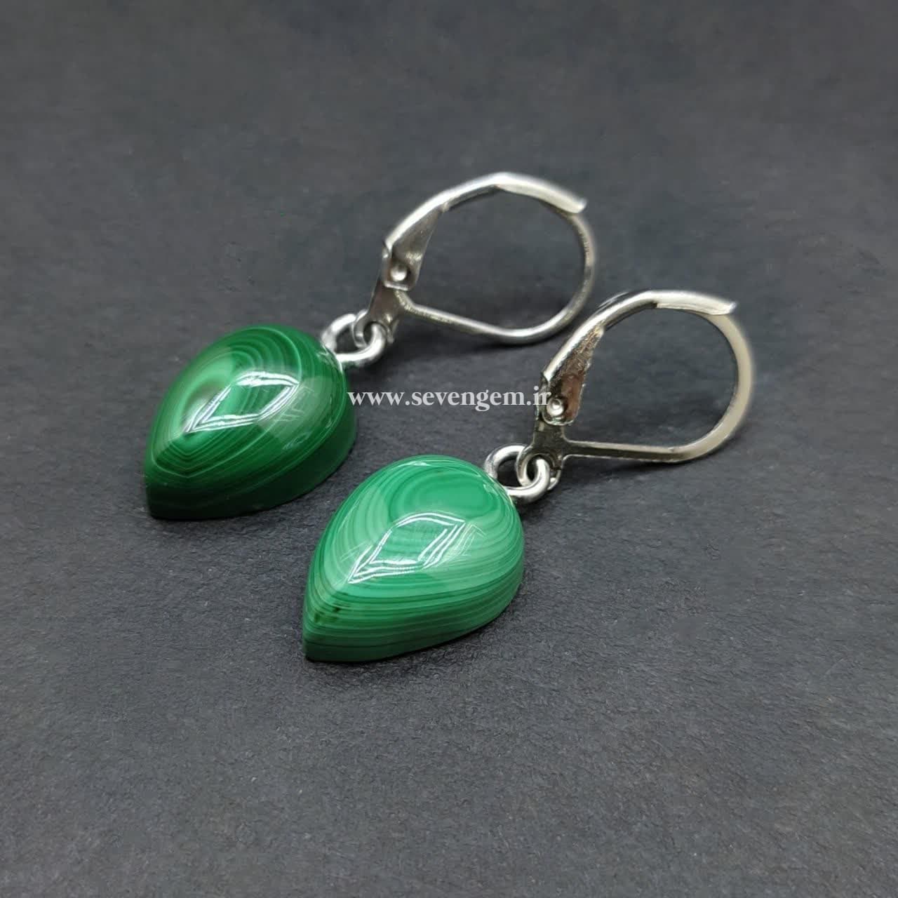 گوشواره سنگ مالاکیت کنگو (کدB753)