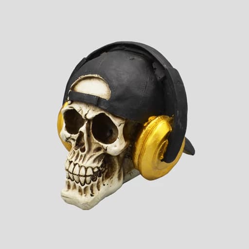 مجسمه اسکلت طرح DJ مدل هدفون headphone کد Psdo527