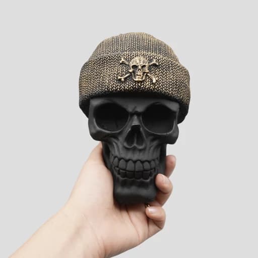 مجسمه جمجمه کلاه بافت مدل Black Skull کد Khk814 — تصویر ۹