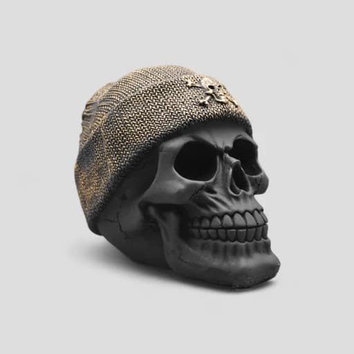 مجسمه جمجمه کلاه بافت مدل Black Skull کد Khk814 — تصویر ۲