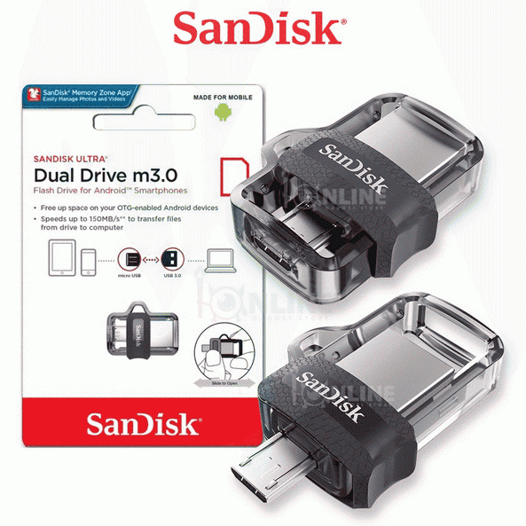 فلش مموری سن دیسک مدل Ultra Dual Drive M3.0 ظرفیت 16 گیگابایت