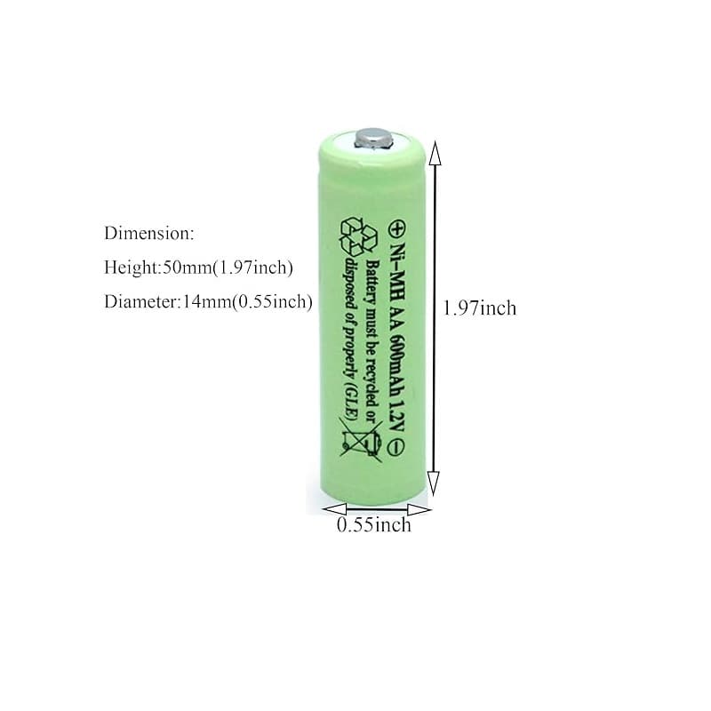 باتری 1.2V قلمی Ni-MH قابل شارژ 600mAh سایز AA — تصویر ۶
