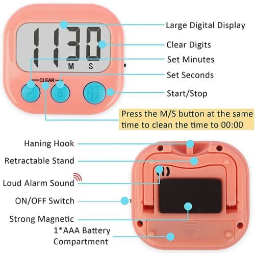 تایمر کرنومتر دیجیتال آشپزخانه آبی مدل 103L — تصویر ۸