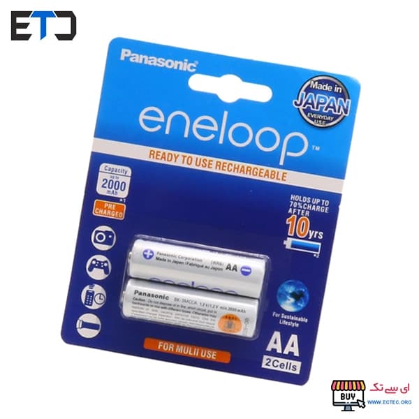 باتری قلمی eneloop قابل شارژ 2000mAh دو تایی مارک Panasonic — تصویر ۵