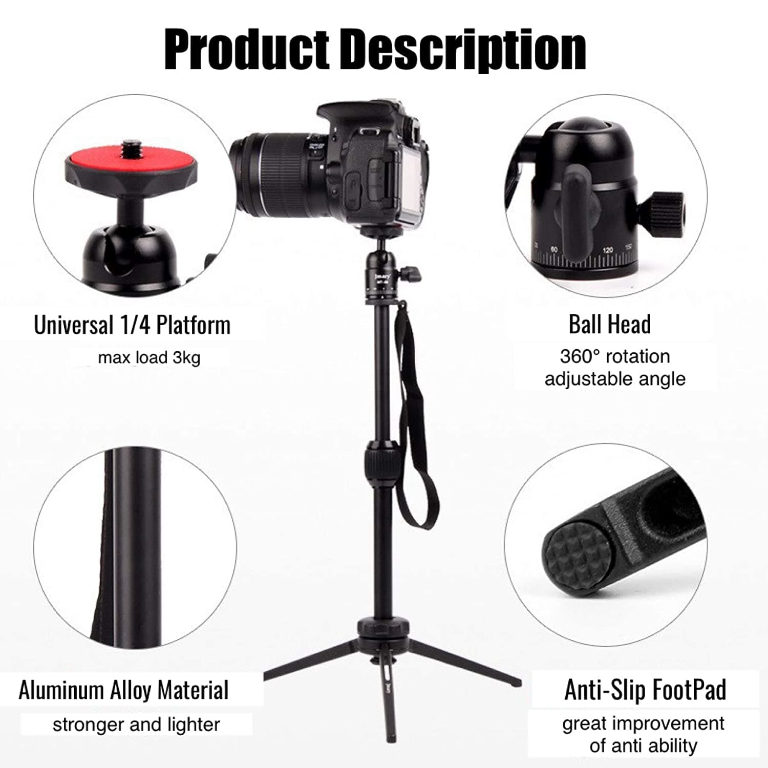 سه پایه جی ماری Jmary MT-68 Portable Tripod — تصویر ۱۱